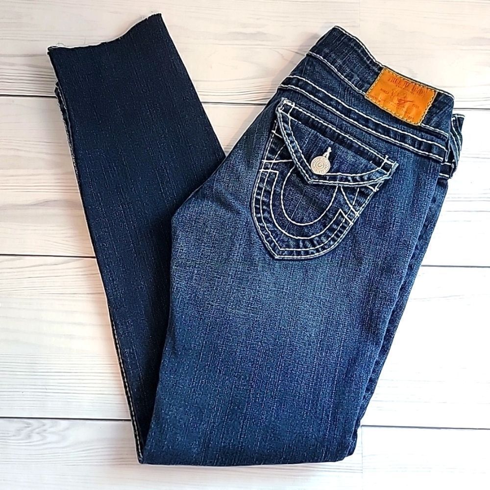 True Religion World Tour skinny jeans frayed hem Women's Size 28